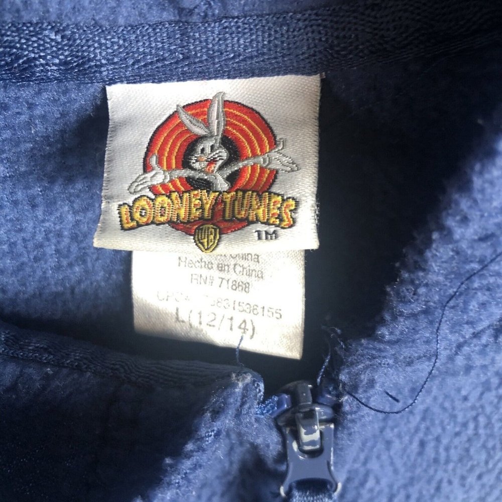 Women's Looney Tunes Tweety Bird Blue Fleece Zip Up Hoodie Sweatshirt Size Large - Picture 2 of 7